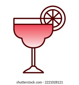 vector image of cocktail with lemon slice with white background