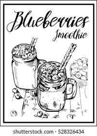 Vector image of a cocktail with a name.Blueberries.