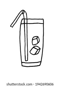 Vektorbild eines Cocktails auf weißem Hintergrund. Doodles