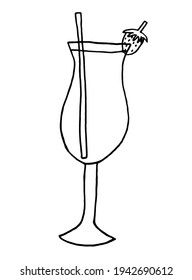 vector image of cocktail on white background. Doodles