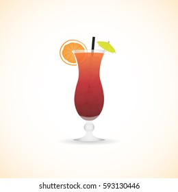 Vector image of cocktail with orange and umbrella.