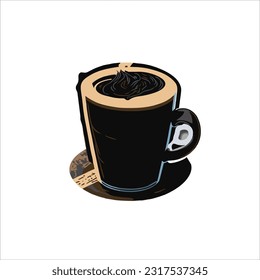 vector image of coffe, black coffe taste, moccacino taste, white background.