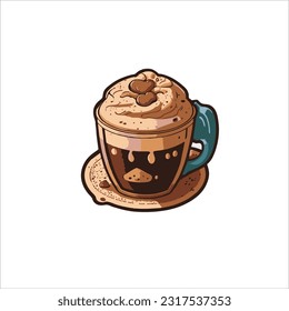 vector image of coffe, black coffe taste, moccacino taste, white background.