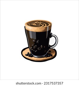 vector image of coffe, black coffe taste, moccacino taste, white background.