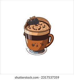 vector image of coffe, black coffe taste, moccacino taste, white background.
