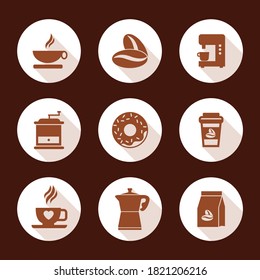 Vector image. Coffee button collection.