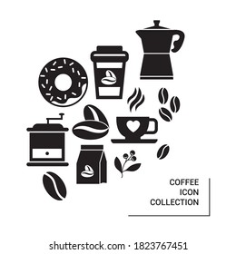 Vector image. Coffee button collection.