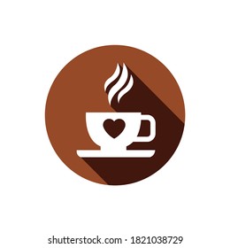 Imagen vectorial. Icono del botón del café con corazón.