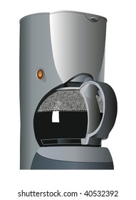 The vector image of a coffee maker isolated against.