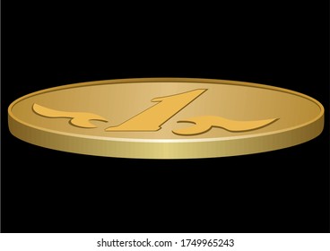 
vector image of a coin, on a black background