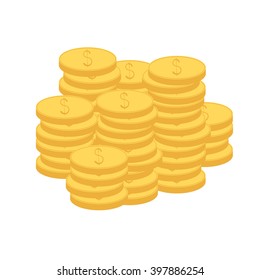 Vector image of coins. The concept of wealth. A lot of gold coins