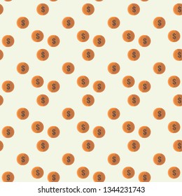 Vector image of coins falling down, seamless pattern