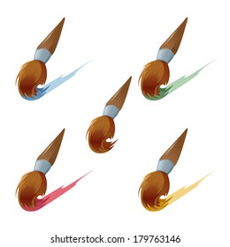 Vector image of collection of brush icons