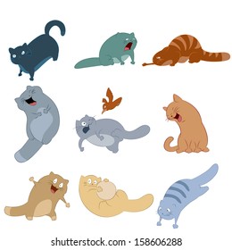 Vector image of collection of cat icons