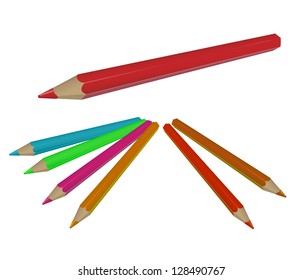 Vector image of collection of colored pencils