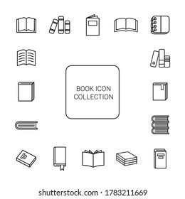 Vector image. Collection of different book icons. Line icons. 