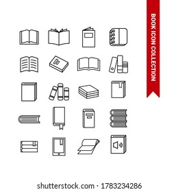 Vector image. Collection of different book icons. Line icons. 