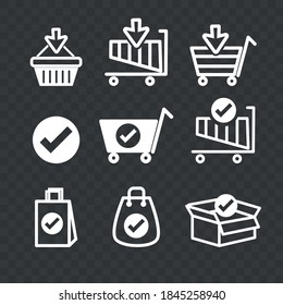 Vector image. Collection of different digital shopping icons.
