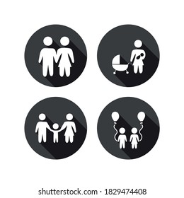 Vector image. Collection of different family buttons.