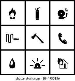 Vector image. Collection of different fire and fire emergency icons.