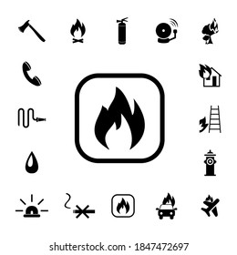 Vector image. Collection of different fire icons. Preventive measures.