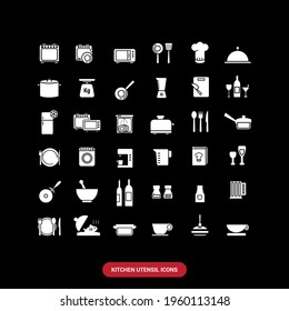 Vector image. Collection of different icons of electronic appliances and kitchen objects. Line icons.
