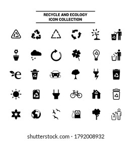 Vector image. Collection of different recycling and ecology icons.