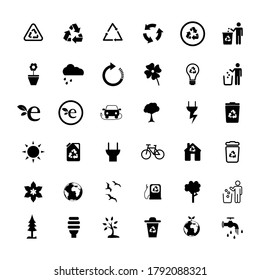 Vector image. Collection of different recycling and ecology icons.
