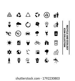 Vector image. Collection of different recycling and ecology icons.
