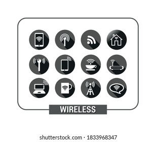 Vector image. Collection of different wireless internet buttons.