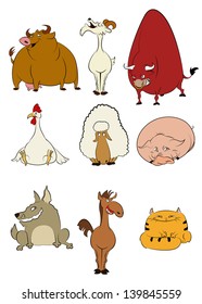 Vector image of collection of Domestic cartoon animals