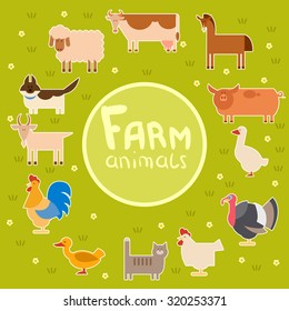 Vector image of a collection of farm animals