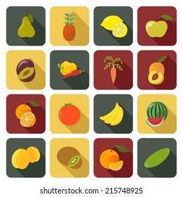 Vector image of collection of Fruit flat icons