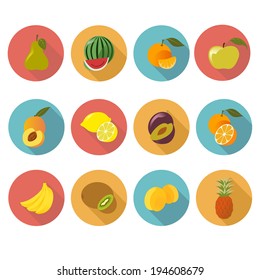 Vector image of collection of fruit icons
