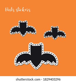 Vector image. Collection of Funny bats stickers. Image to decorate.