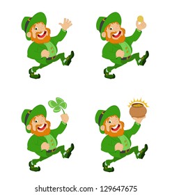 Vector image of Collection of funny Leprechauns