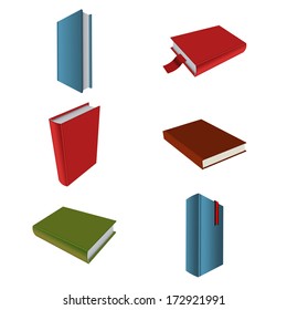 Vector image of collection of icons with the books