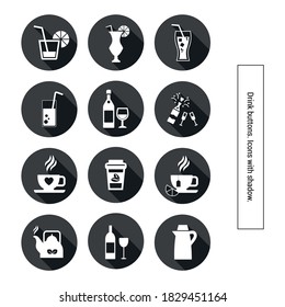 Vector image. Collection of nice buttons of different drinks.