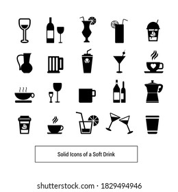 Vector image. Collection of nice buttons of different drinks.