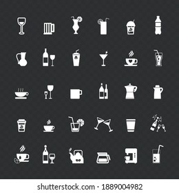 Vector image. Collection of nice buttons of different drinks.