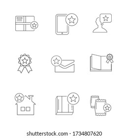Imagen vectorial. Colección de iconos de productos de calidad. Iconos de línea básicos.