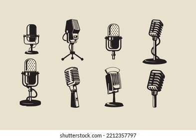 Vector image - collection of various microphones