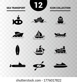 Vector image. Collection of water transport icons.