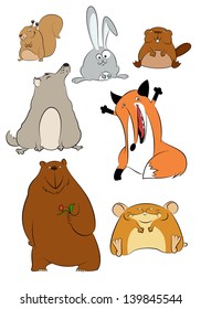 Vector image of collection of wild cartoon animals