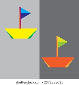 Vector image of color boat