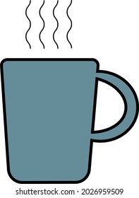 Vector image (color icon) of cup with hot tea, coffee.