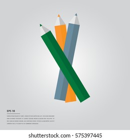 Vector image of color pencil on white background