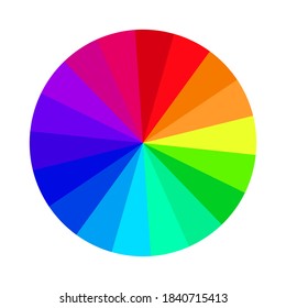 Vector image of a color wheel. Chromatic round bright palette. Rainbow shades of different colors. Stock image.