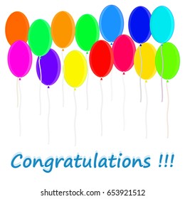 Vector image of colored balloons. Greeting card.