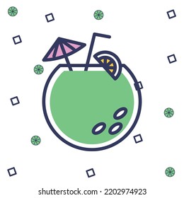 vector image. colored drinks elements icon with circles and boxes around.